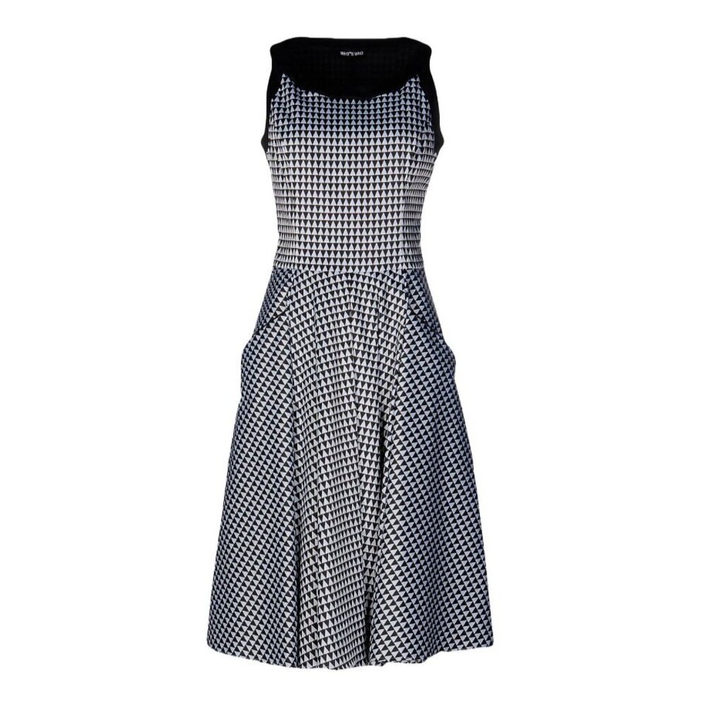 WHO*S WHO Black/White Houndstooth Fit & Flare Party/Cocktail Midi Dress Sz 10/46